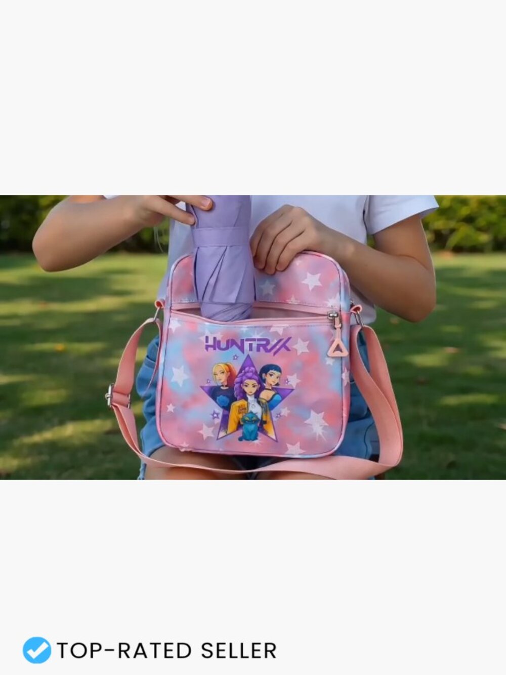 K-pop Crossbody Bag with Zipper Cute Cartoon Shoulder Bag Adjustable Strap - Picture 7 of 7